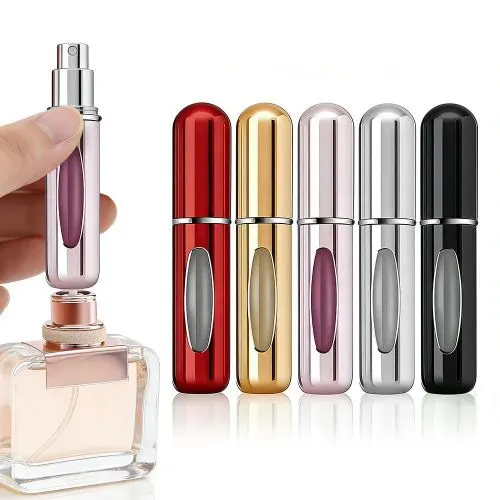 5ml Refillable Perfume Atomizer Bottles 5-Pack, Bottom-Fill Portable Mini Spray Bottles,…