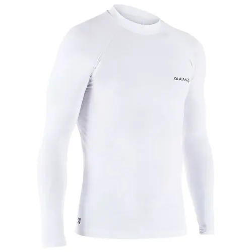 Olaian 100 Men's Long Sleeve Uv Protection Surfing Top T-shirt - White
