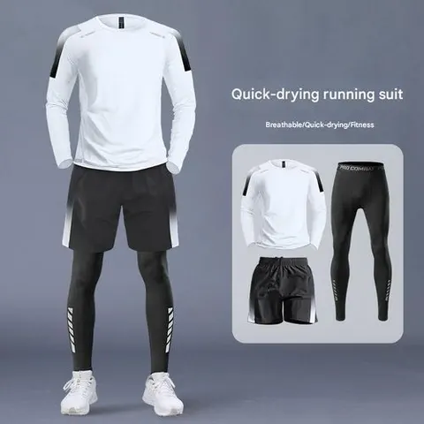 3pcs men's fitness outfit set, sportswear set, suitable for basketball, soccer, running,…