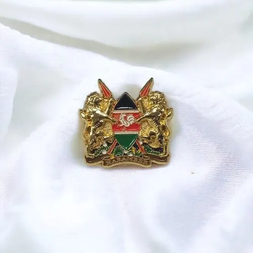 Gk Small 3D Kenya Coat of Arms Lapel Pin – Gold Finish, National Emblem Badge for Formal…