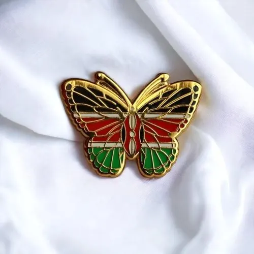 Gk Exquisite Kenya Butterfly Flag Lapel Pin Badge – Elegant Gold Finish, Unique Patrioti…