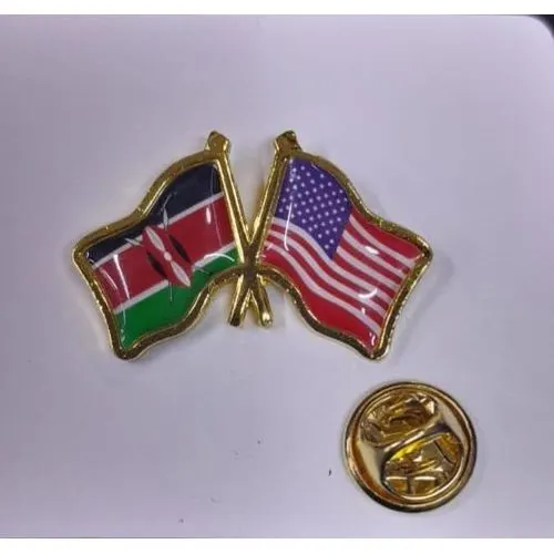 Kenya and USA Crossed Flags Lapel Pin