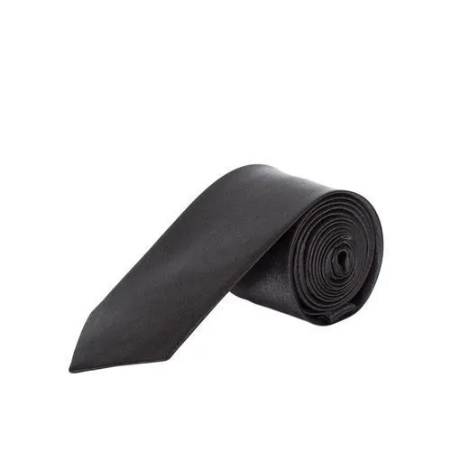 Men's Black Satin Skinny Slim Tie - Formal Accessory
