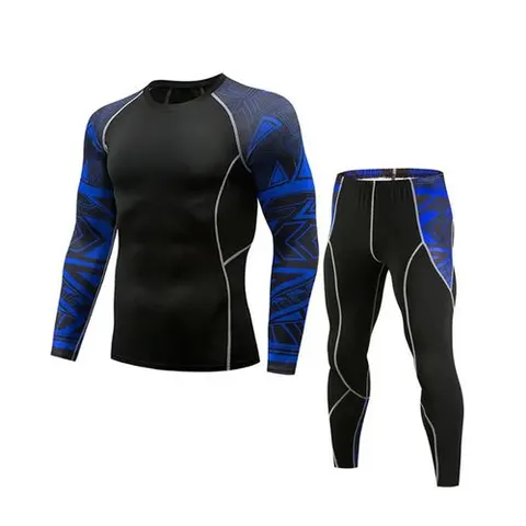 2pcs Men's Gym Activewear,Boxing T-Shirt+Shorts Leggings-Quick Dry-Stretch-Black