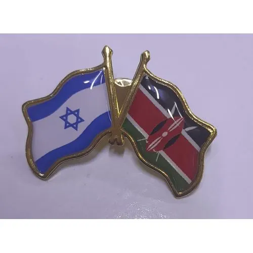 Crossed flags of Kenya and Israel