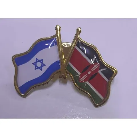 Crossed flags of Kenya and Israel